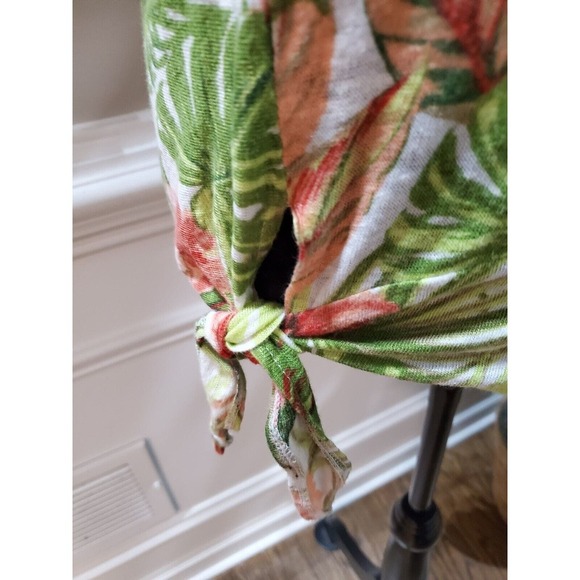 J. Jill Womens Multicolor Floral 100% Linen Round Neck Short Sleeve Top Blouse M - Picture 4 of 13